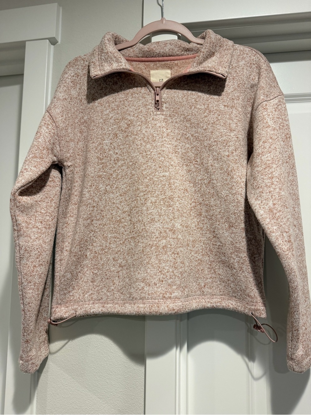 Thread & Supply Pink Heather Half-Zip Cowl Sweater